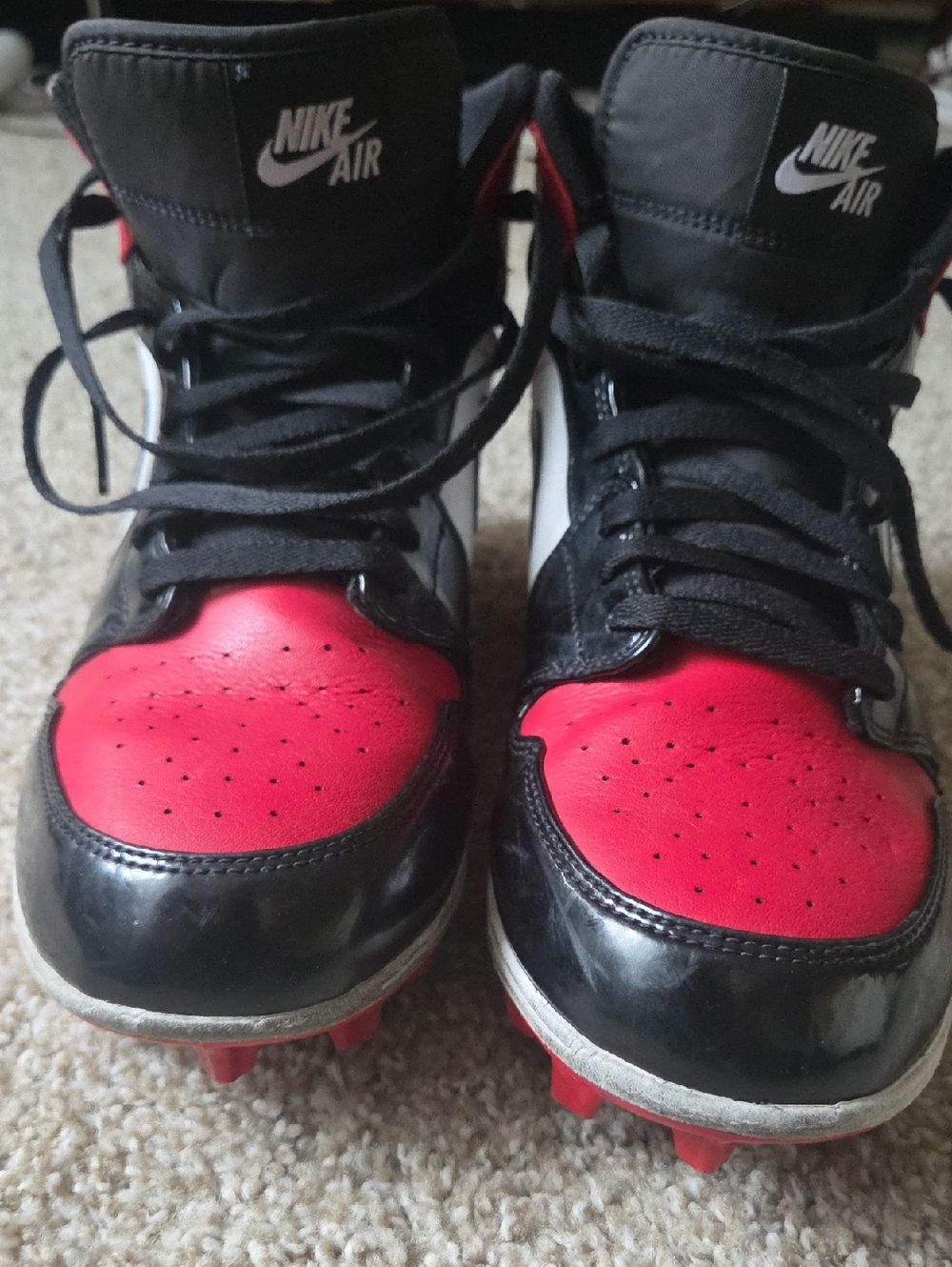 Jordan Mens  Cleats ' Red/White/Black High-Top Sneakers